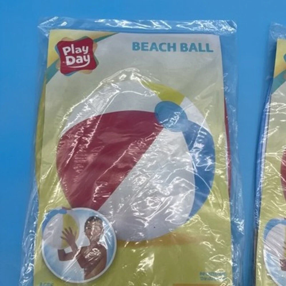 4 Play Day Inflatables - 2- 13” Beach Balls, Set Of Armbands Drink Holder Float
